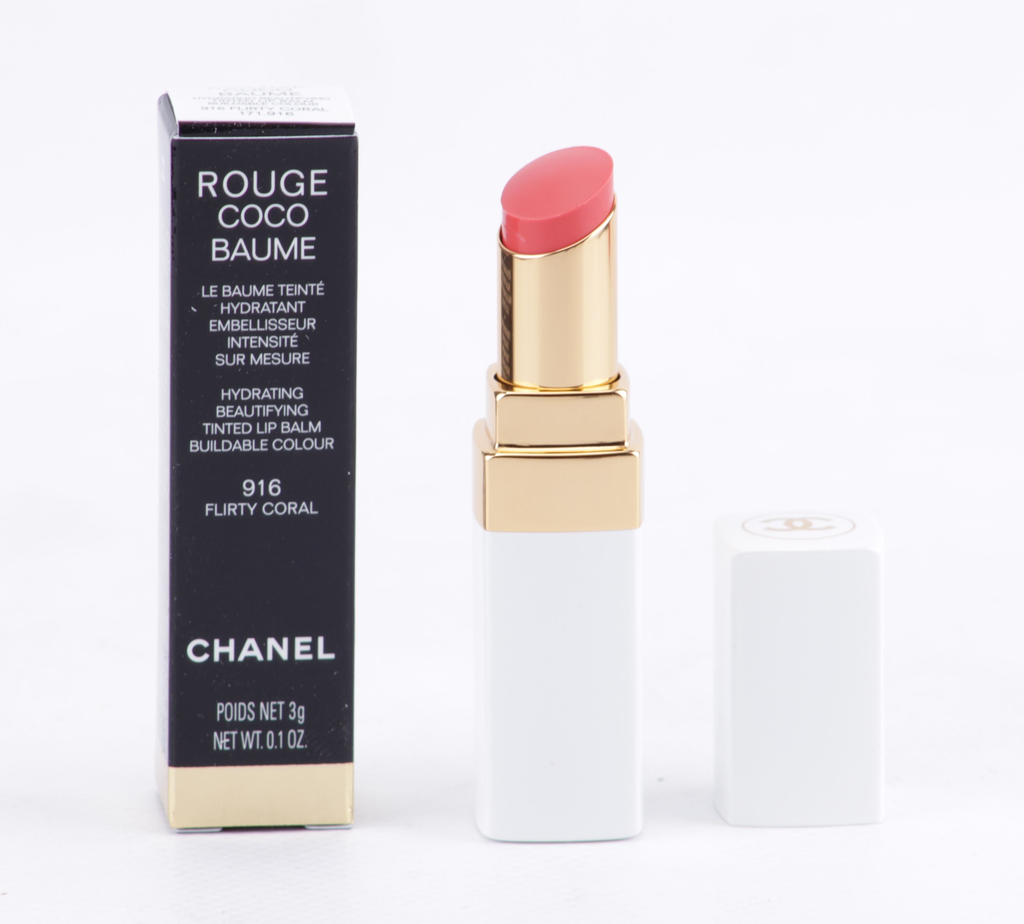 Chanel - Rouge Coco Baume - Hydrating Beautifying Tinted Lip Balm 3g - 916 Flirty Coral