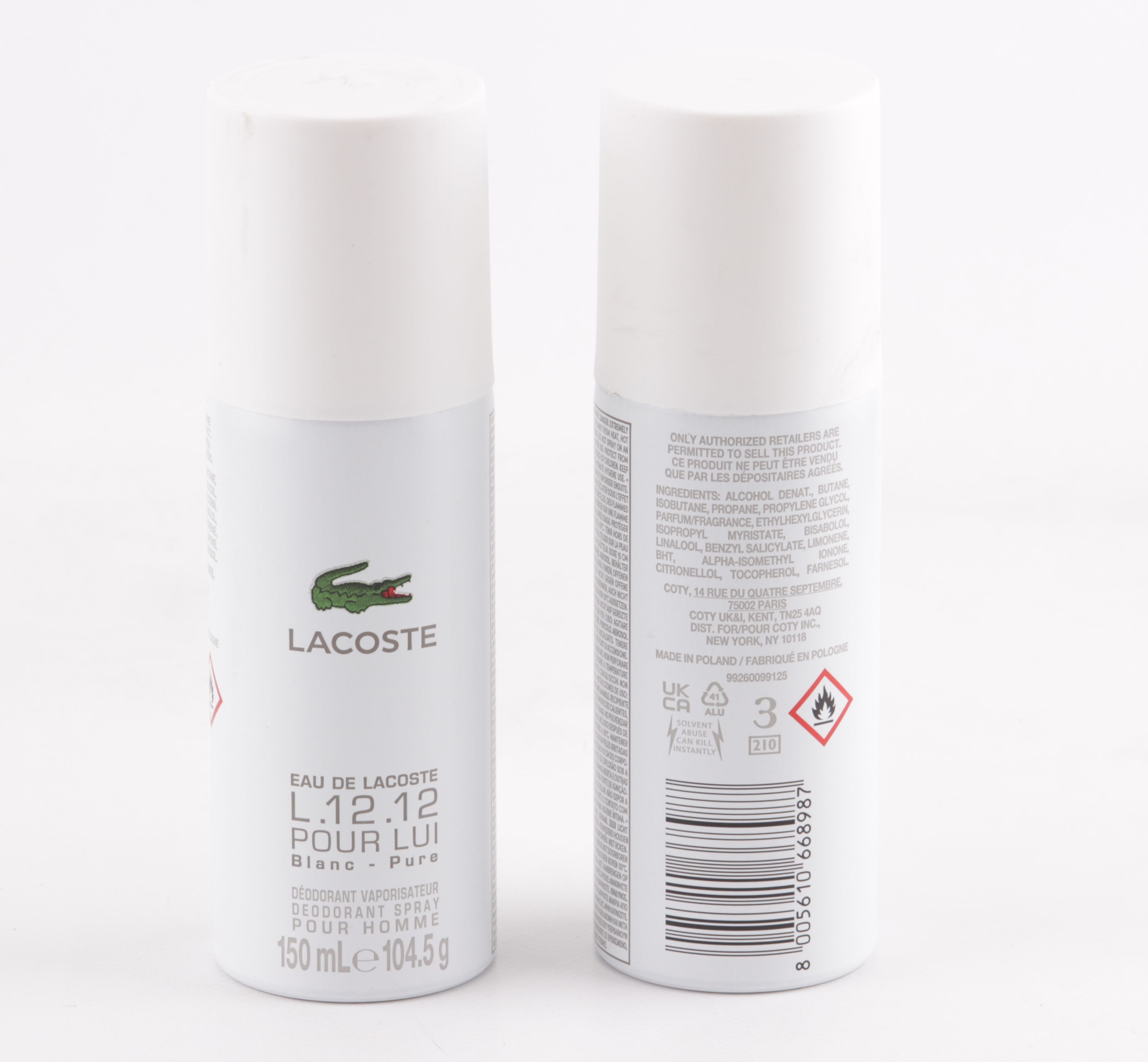 Lacoste - Eau de Lacoste L.12.12 Blanc - 150ml Deospray - Deodorant